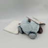 Doudou Hippopotame gris blanc bleu Bazile l'hippo mouchoir BABY NAT