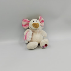 Doudou souris blanche cousin rose rayé