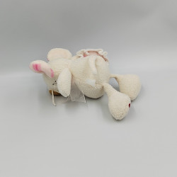 Doudou souris blanche cousin rose rayé