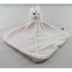 Doudou plat lapin blanc bleu SUCRE D'ORGE