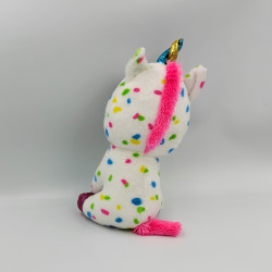Peluche licorne blanc vert bleu rose pois Gros yeux brillant TY