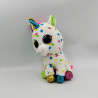 Peluche licorne blanc vert bleu rose pois Gros yeux brillant TY
