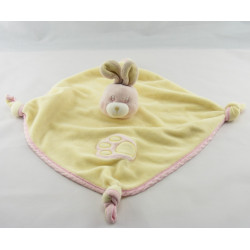 Doudou plat lapin jaune vert rose bleu nuage GIPSY