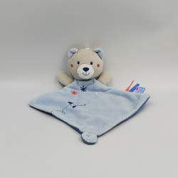 Doudou plat ours gris bleu fusée SUCRE D'ORGE