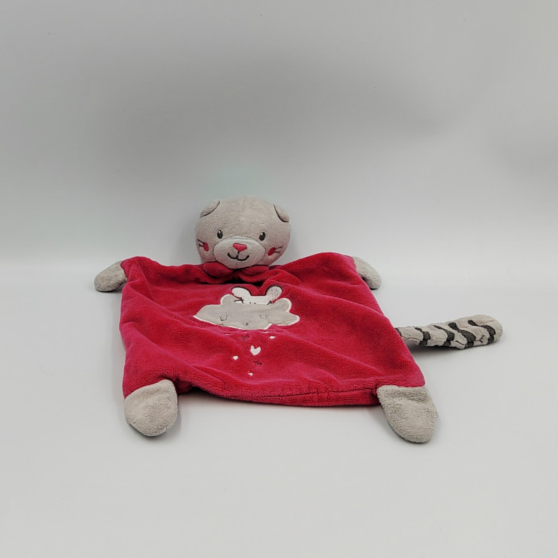 Doudou plat chat rose nuage MOTS D'ENFANTS