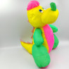 Ancienne peluche puffalump dinosaure jaune rose vert Fluo