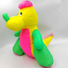 Ancienne peluche puffalump dinosaure jaune rose vert Fluo