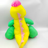 Ancienne peluche puffalump dinosaure jaune rose vert Fluo