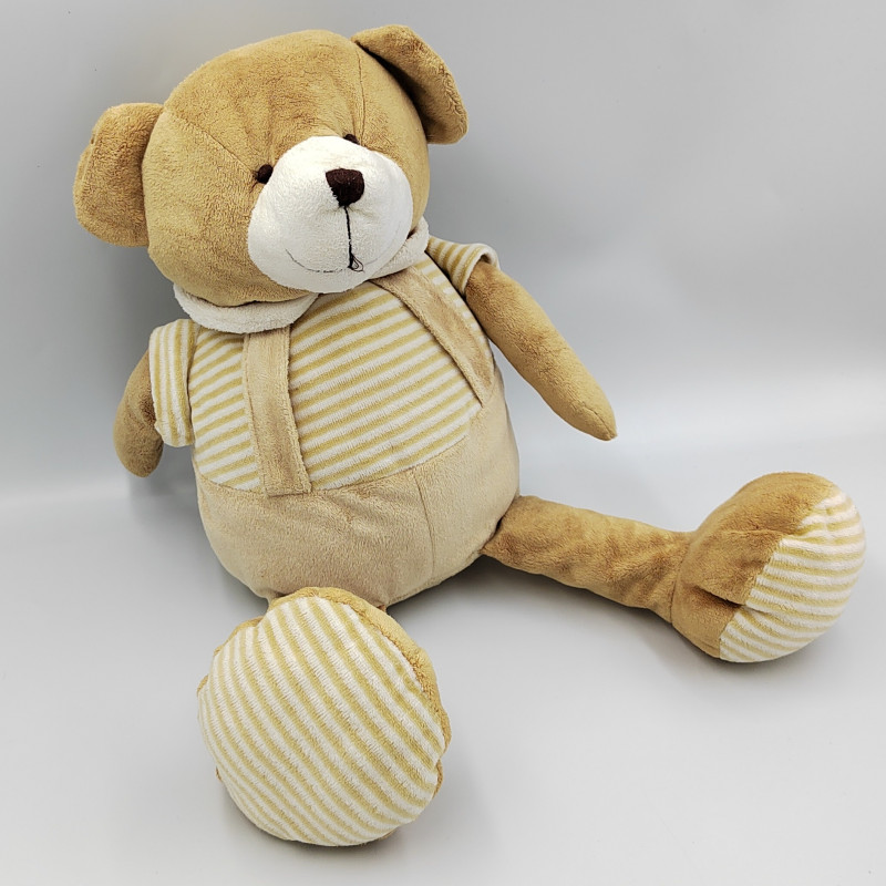 Doudou ours marron beige rayé CMI PLAYKIDS