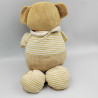 Doudou ours marron beige rayé CMI PLAYKIDS