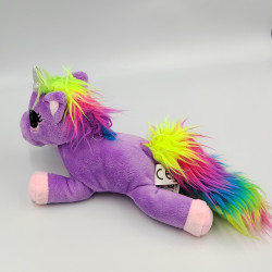 Doudou licorne violet bleu jaune vert GIFI