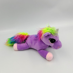 Doudou licorne violet bleu jaune vert GIFI