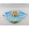 Doudou plat carré ours bleu vert tracteur TEX BABY NEUF