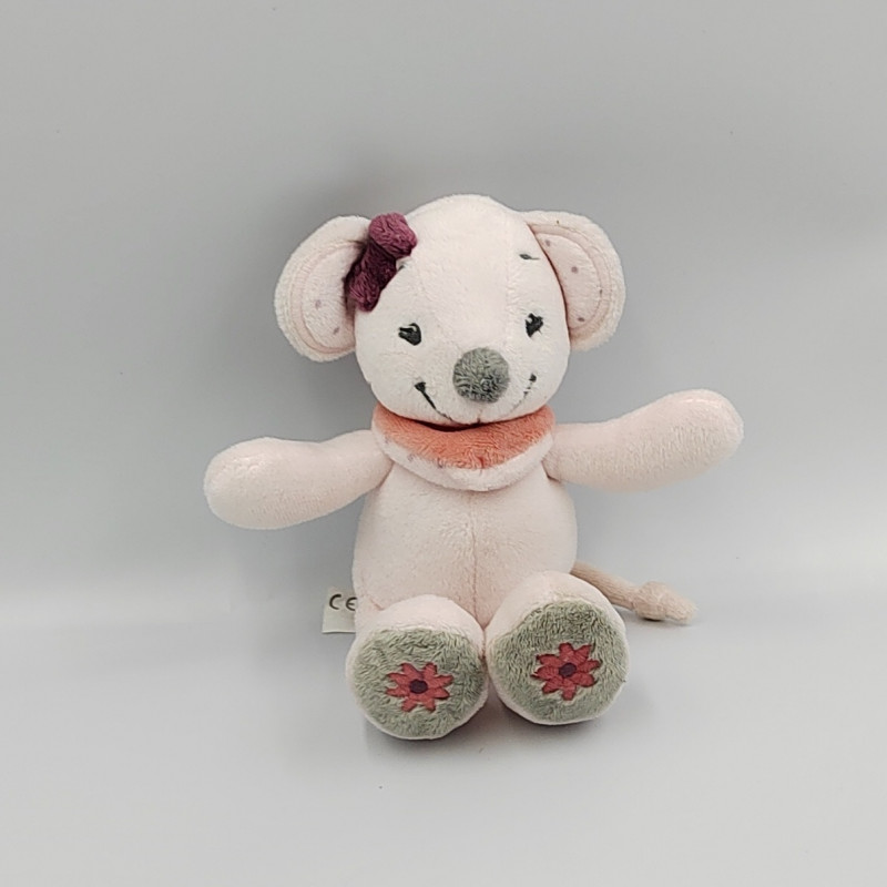 Doudou souris rose pois Valentine NATTOU