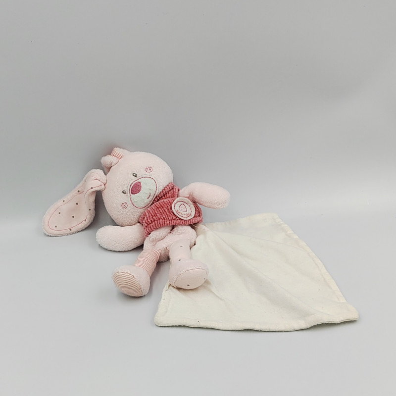 Doudou lapin rose mouchoir BERLINGOT