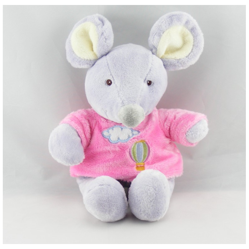 Doudou souris rose nuage montgolfiére GIPSY