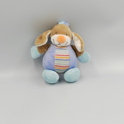 Mini doudou chien beige bleu rayé NATTOU