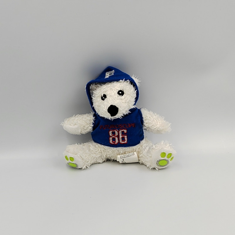 Porte clef peluche ours blanc bleu FUTUROSCOPE Porte clef peluche ours blanc bleu FUTUROSCOPE