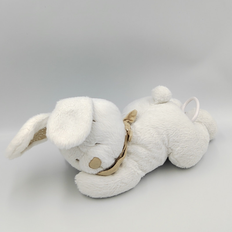 Doudou musical lapin blanc foulard beige NICOTOY