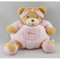 Doudou ours boule rose vichy bandeau TAKINOU