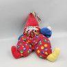 Doudou clown rouge bleu jaune pois grelot COROLLE