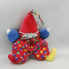 Doudou clown rouge bleu jaune pois grelot COROLLE