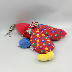 Doudou clown rouge bleu jaune pois grelot COROLLE