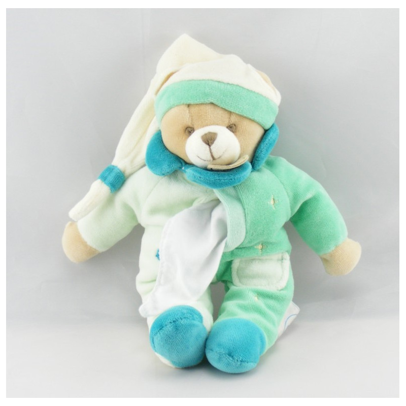 Doudou et compagnie pantin ours vert mouchoir 