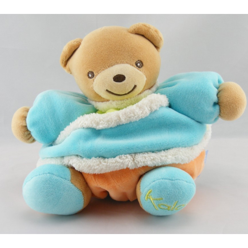 Doudou ours patapouf orange bleu Spirale LOLLIES KALOO