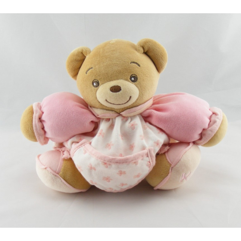 Doudou ours patapouf rose fleurs Lilirose Kaloo 25 cm