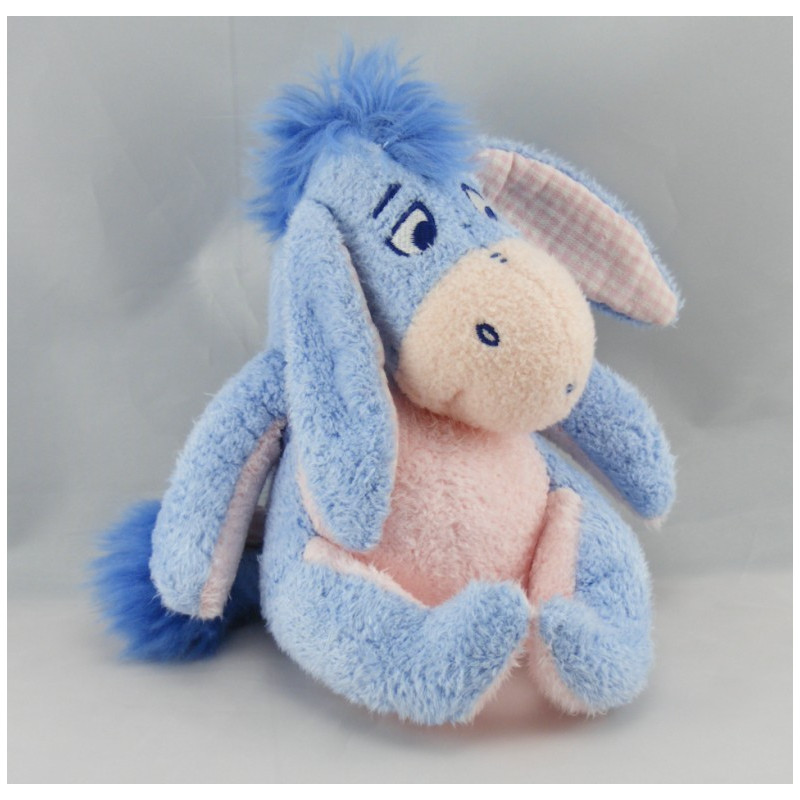 Doudou Bourriquet bleu clair oreilles vichy DISNEY NICOTOY