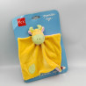 Doudou plat vache girafe jaune rose TEX
