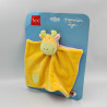 Doudou plat vache girafe jaune rose TEX