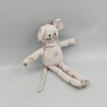 DOUDOU SOURIS BLANCHE ROSE FLEURS PETIT BATEAU