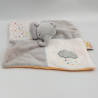 Doudou plat éléphant gris blanc orange pois nuage DOUKIDOU