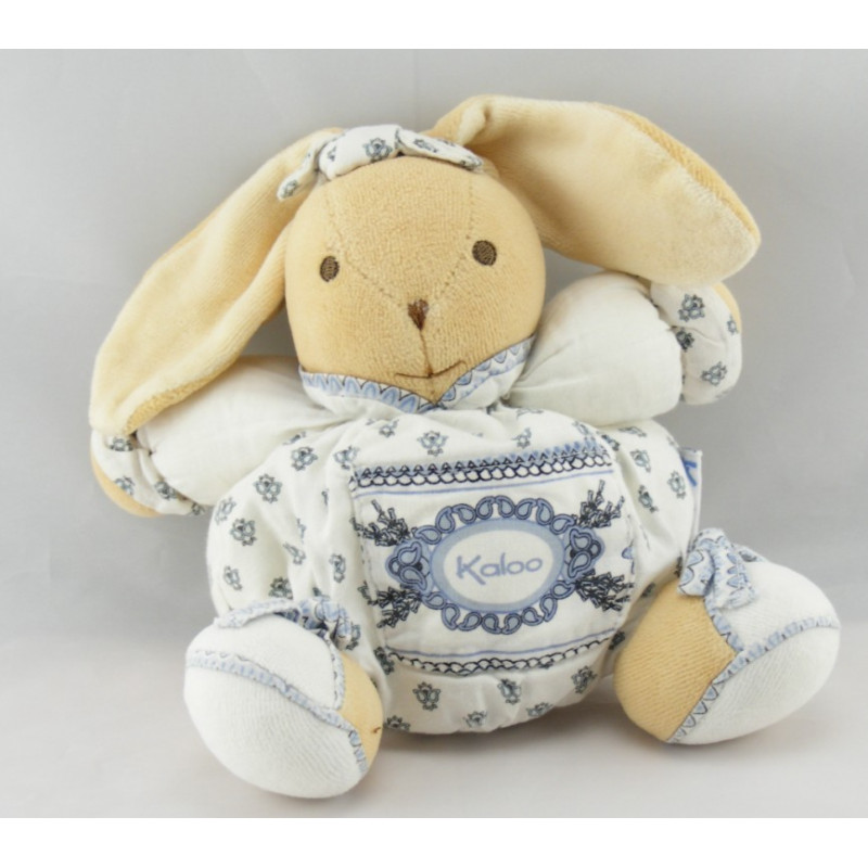 Doudou lapin patapouf écru beige feuille KALOO
