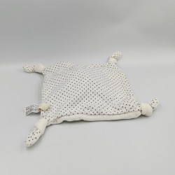 Doudou plat chat blanc gris étoiles BOUT'CHOU BOUTCHOU