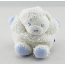 Doudou plat ours blanc bleu bouclettes KALOO
