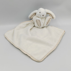 Doudou plat lapin blanc écru mouchoir TARTINE ET CHOCOLAT