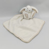 Doudou plat lapin blanc écru mouchoir TARTINE ET CHOCOLAT