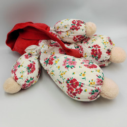 Ancienne peluche ours blanc rouge fleurs NOUNOURS