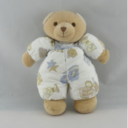 Doudou ours beige blanc imprimé salle de bain TARTINE ET CHOCOLAT