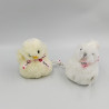 Petit doudou poussin canard jaune et canard blanc rose Pâques KALOO