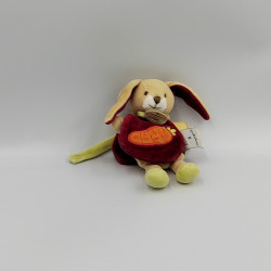 Doudou et compagnie lapin rouge vert carotte cape attache tétine
