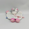 Doudou plat vache grise rose blanche fleurs SUCRE D'ORGE