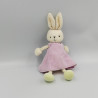 Doudou lapin blanc rose Priscilla Larsen