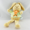 Doudou plat hochet lapin blanc bleu KIMBALOO