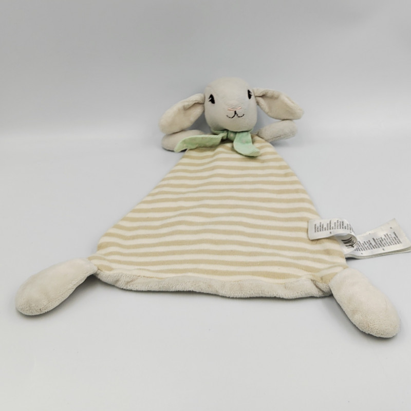 DOUDOU PLAT MOUTON BLANC RAYÉ BEIGE