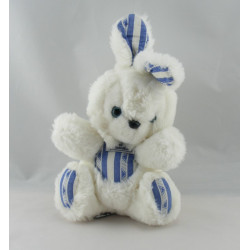 Doudou lapin blanc rayé bleu TARTINE ET CHOCOLAT