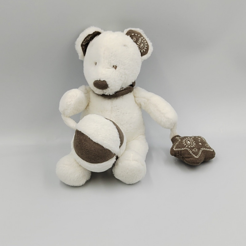 Doudou ours blanc foulard gris hochet balle étoile KIABI SIMBA TOYS